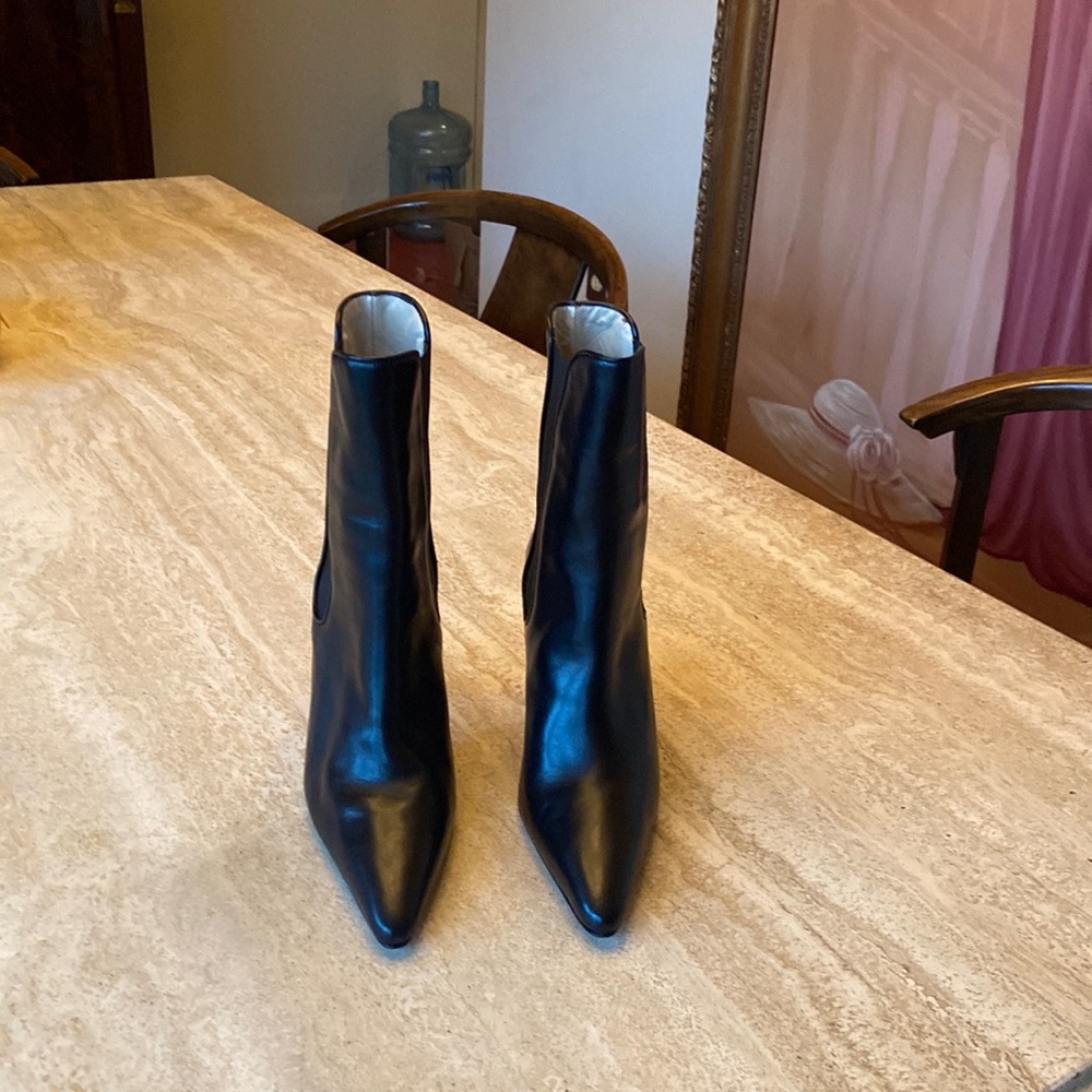 Manolo Blahnik black leather ankle boots